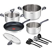 Tefal Daily Cook - Juego de 1 Sartén y 3 Ollas + Tapas y Accesorios: Sartén 28 cm- Cazo 16 cm- Ollas 20-24 cm de acero…